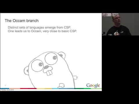 Rob Pike. Origins of Go Concurrency Style. Emerging Languages Camp 2010. July 21, 2010.