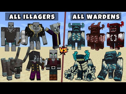 All Illagers vs All Wardens - Mutant & Titan Warden vs Mutant Titan Illagers