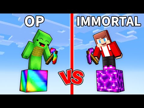 Mikey OP vs JJ IMMORTAL Block Survival Battle in Minecraft (Maizen)