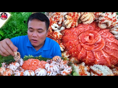 หนวดหมึกแซลมอนลาวา ราดน้ำจิ้มนัวๆ กรอบกรุบแซ่บจ้วดสุดยอดคัก