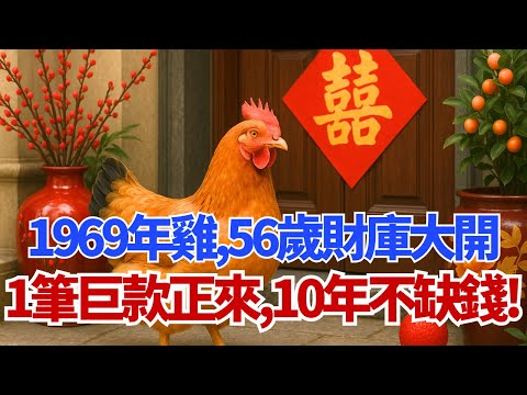 財神爺點名！1969年屬雞人，56歲『財庫大開』！『1筆巨款』正向你砸來，未來10年不缺錢！#屬雞 #1969年屬雞 #財運 #偏財 #財庫 #運勢 #生肖 #財神爺 #轉運 #貴人 #己酉 #命理