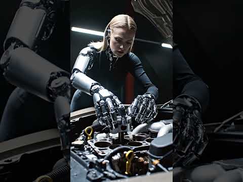 ASMR Car Restoration! Beautiful Cyborg Girl Fixes Burnt Ferrari 🏎️🔥