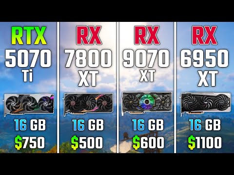 RTX 5070 Ti vs RX 7800 XT vs RX 9070 XT vs RX 6950 XT | Test in 7 Games