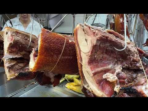 佐敦上海街新强记 燒味老舖，快刀手肥仔師傅，熱辣辣#燒鴨#烧鹅，脆皮#燒豬，脆皮#燒乳豬 玫瑰露#油鷄，肥美腩仔#叉燒 #旅游 #燒臘 #香港美食 #streetfood #vlog #探店 #餐廳