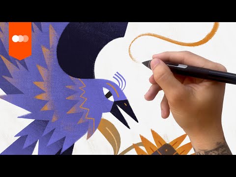 How to draw an illustration in 5 steps #03 (one brush ONLY!) The Bird by Dan Gartman