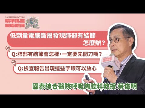 #2025癌症論壇／LDCT發現肺部有結節，怎麼辦？