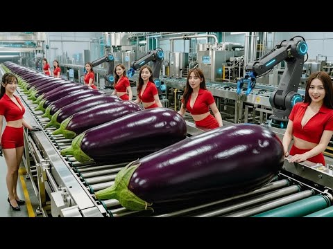 Inside the Giant Eggplant Farm & Processing Factory: From Harvest to Product