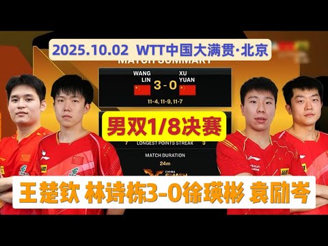WTT中国大满贯：王楚钦 林诗栋3-0袁励岑徐瑛彬比赛完整版～#乒乓球 #tabletennis #wtt #王楚钦 