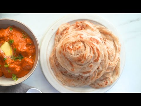 How to make the BEST Flaky Layered Flatbread with 4 INGREDIENTS! Malabar paratha/porotta at home.