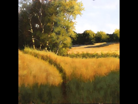Painting a landscape in oil. Beginners painting lesson. (Narrated) Step by Step