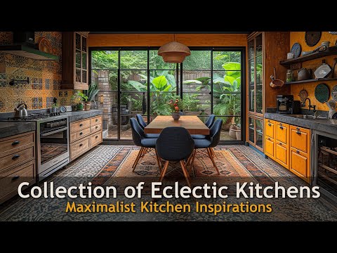 Maximalism Magic: Curated Wooden Texture Elegance in an Eclectic Kitchen