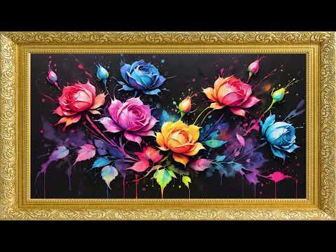 Golden Frame Floral Art in 4K | Frame TV Art Screen Saver | Frame Studio 4K