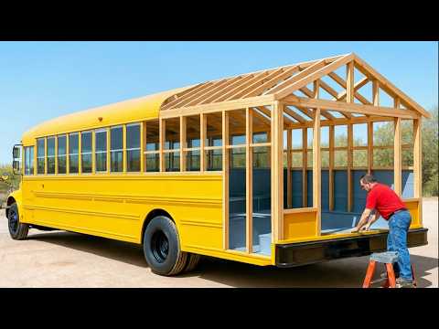 Man Turns Old Bus into Dream camper | Full DIY Build by @lifeanywhere‬