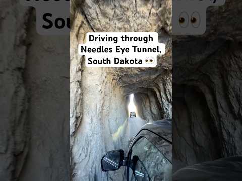 Tight squeeze driving through Needles Eye Tunnel in Custer State Park in beautiful South Dakota.👀