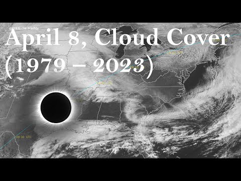 2024 Total Solar Eclipse.  April 8 Cloud Cover, past 45 years (1979 - 2023)