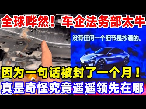 全球哗然！车企法务部太牛了！仅是因为一句话就被封了一个月！真是奇怪！他们究竟遥遥领先在哪？#比亚迪 #特斯拉 #汽車俱樂部