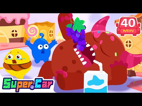 貪吃的大怪獸 🐲🍭｜阻止怪獸吃光城市美食！｜自控力學習 🍽️｜團隊合作 🤜🤛｜兒童動畫 🎬｜超級汽車