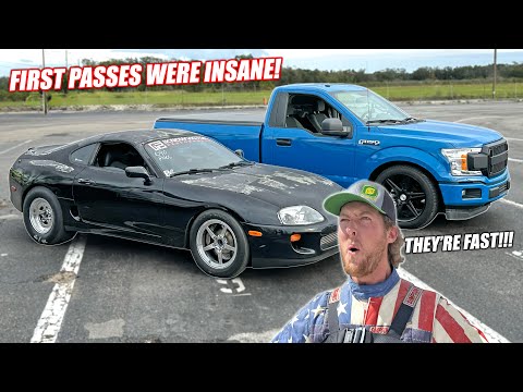 Drag Racing the Whipple F-150 and Rat Rod Supra! They're WAY FASTER Than We Thought!!!