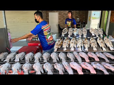 Non Stop Orders! Thai Chef Couple Grills The Popular Tilapia Fish Every Day | Thai Street Food