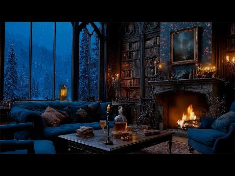 Victorian Study Room with Fireplace Ambience | Dark Academia Winter Playlist |Haunting Piano & Cello