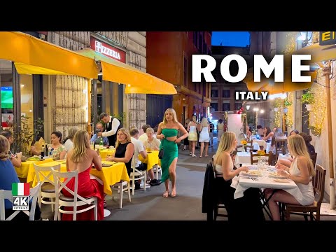 Walking in Rome, Italy 4K 🇮🇹 | Trevi Fountain & Spanish Steps | No Talking Night Walk