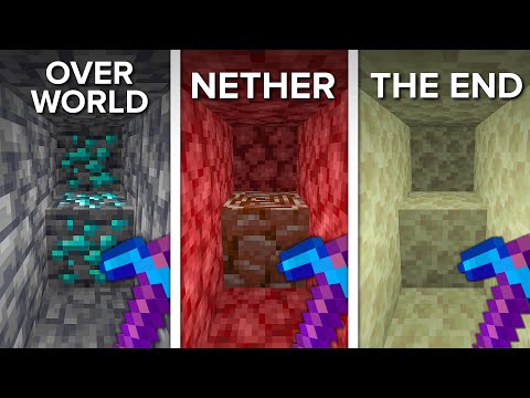 Digging 100,000 Blocks Straight in EVERY Minecraft Dimension
