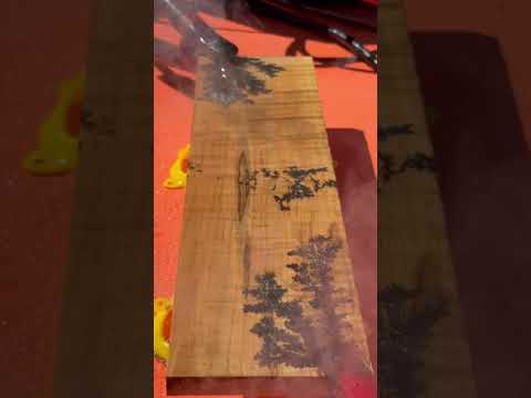 Fractal burning curly maple! #carpentry #wood
