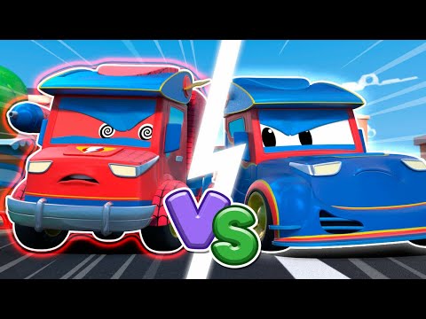 邪恶的双胞胎变成蜘蛛卡车并用蜘蛛网覆盖了城市！| 救援汽车和卡车 | 超级卡车