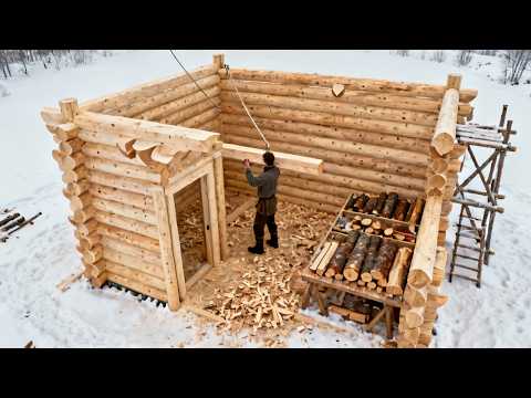 Man Builds a Log Cabin in the Woods | From Start to Finish | Timelaps by @SurvivalFarNorth