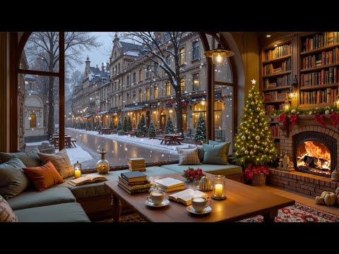 Relaxing Winter Jazz ❄️ Cozy Coffee Shop Ambience & Warm Fireplace Sounds for Stress Relief