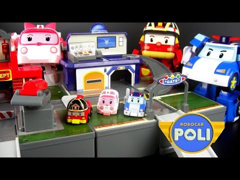 玩ROBOCAR POLI 波力救援小英雄 3個迷你基地系列 波力 安寶 羅伊 玩具開箱 / Robocar Poli Amber Roy Mini Pocket Playset