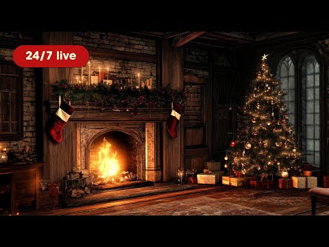 24/7 Christmas Fireplace Hearth (free PDF) – Crackling Fire Sounds for Sleep & Relax 🎄🔥