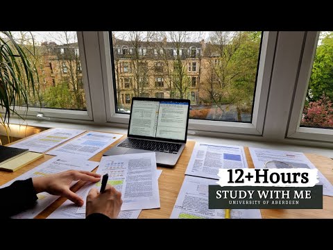 12+ HOUR STUDY WITH ME on A RAINY DAY⎢Background noise, 10 min Break, No music, Study with Merve