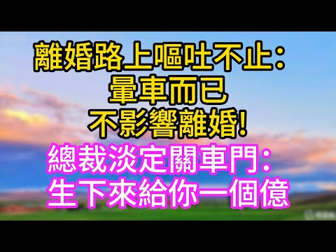 離婚路上嘔吐不止：暈車而已，不影響離婚!總裁淡定關車門：生下來給你一個億。#关键字#完结文#家庭伦理#家庭故事#一口气看完
