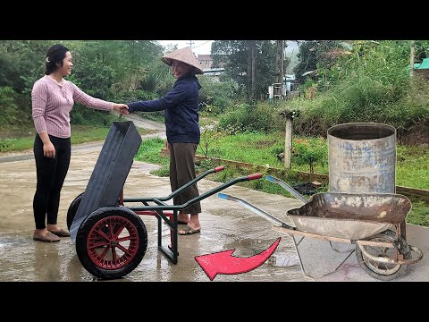 Amazing Repair Girl Revives an Old Wheelbarrow Using an Oil Drum