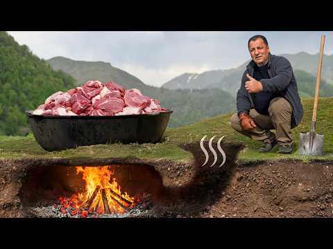 Cooking Delicious Underground Fire Pit Beef Stew!