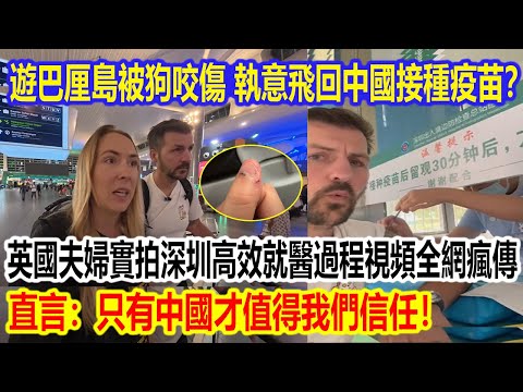 遊巴厘島被狗咬傷，執意飛回中國接種疫苗？英國夫婦實拍深圳高效就醫過程視頻全網瘋傳,直言：只有中國才值得我們信任！