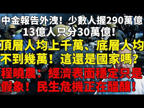 中金報告意外外洩！頂層人均上千萬，底層人均不到幾萬！這還是國家嗎？程曉農：經濟表面穩定只是假象，民生危機正在醞釀！#程曉農#貧富差距#中共體制#中国经济#中國崩潰#民不聊生#地方債務#青年失業