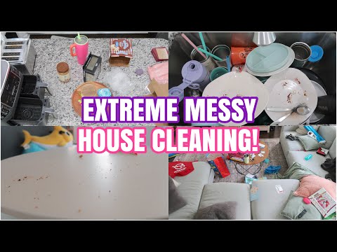 MESSY HOUSE CLEAN WITH ME | EXTREME CLEANING MOTIVATION | REAL LIFE MESS