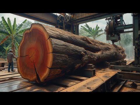 Woodworking Factory: Processing Giant Ancient Tree In Extremely Dangerous Factory,1000 Year Old Tree