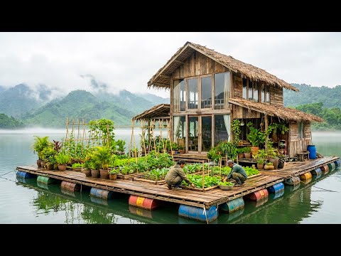170 Days Building and Surviving on a Floating River Shelter, Fishing and Primitive Cooking
