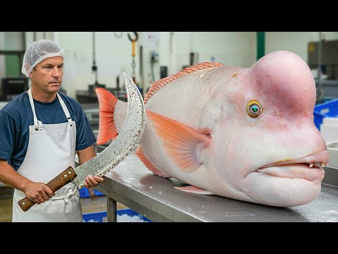 Amazing Masterful Cutting Skills - Giant Asian Sheepshead Wrasse | Fastest Knife Skills In The World