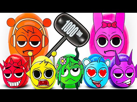 💖 Paper DIY 💖 GUESS which SURPRISE Eggs SPRUNKI CUBES Blind Box Unboxing | Blind Bag | ASMR