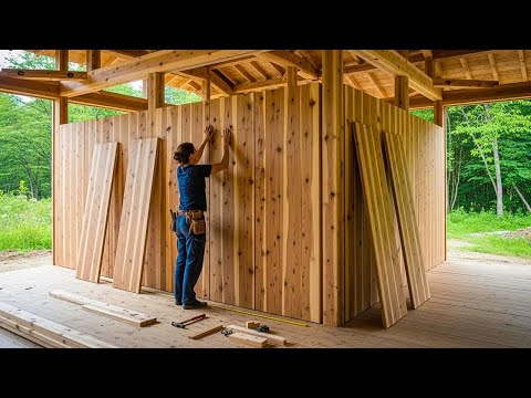 Day 7 in the Forest: The Girl Finishes Her Wooden House - Start to Finish