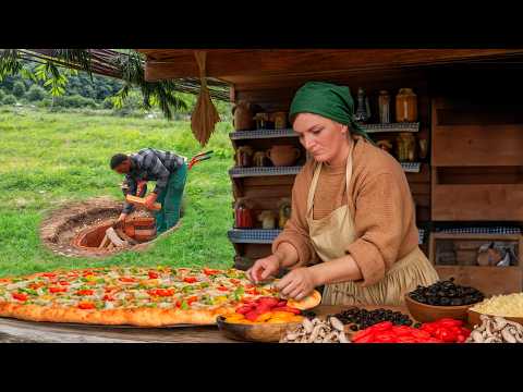 The Ultimate Giant Homemade Pizza – Fresh Tomatoes, Cheese & Peppers