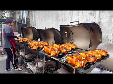 Amazing Thai Chef! Sold Out 100's Of Chickens Charcoal Grilled Every Day | Thai Street Food