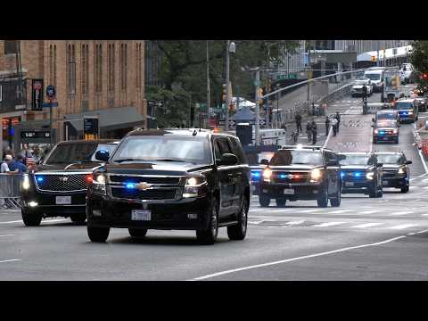 President Trump's motorcade spills out across the streets of New York City