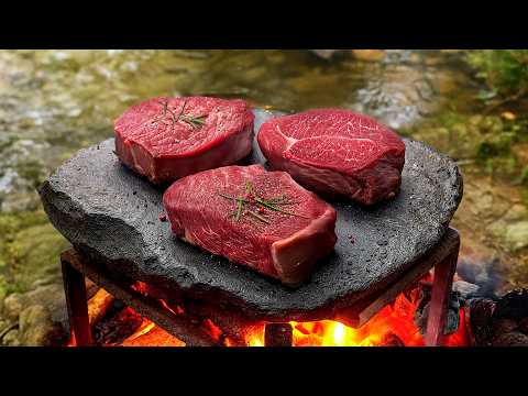 Garlic Butter Steaks and Campfire Potatoes Outdoors