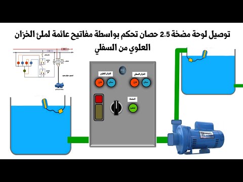 طريقة توصيل مضخة 12 أمبير عن طريق عوامات لملء الخزان العلوي من السفلي