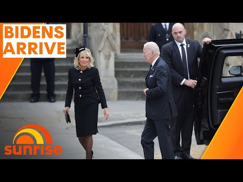 US President Joe Biden and wife Jill arrive at Queen's funeral in 'The Beast' | Sunrise Royal News